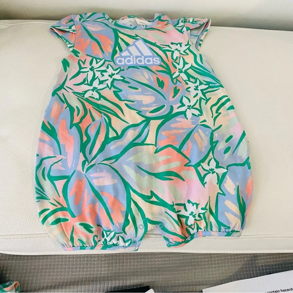 Adidas Baby Romper with Tropical Print 18 months GUC